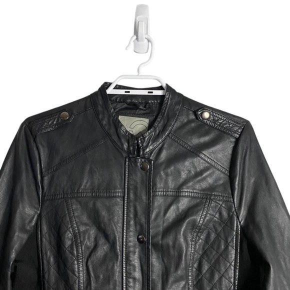Warehouse One Women's Black Faux Leather Moto Jacket - Picture 2 of 10